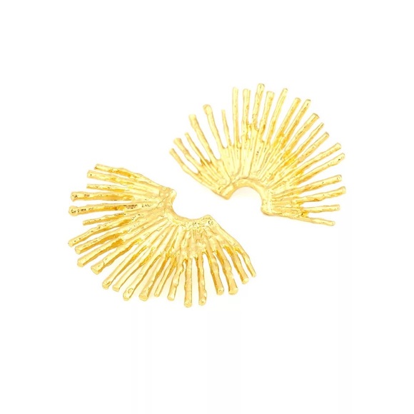 Zara Sun Rays Gold Pin Earrings - Picture 3 of 6